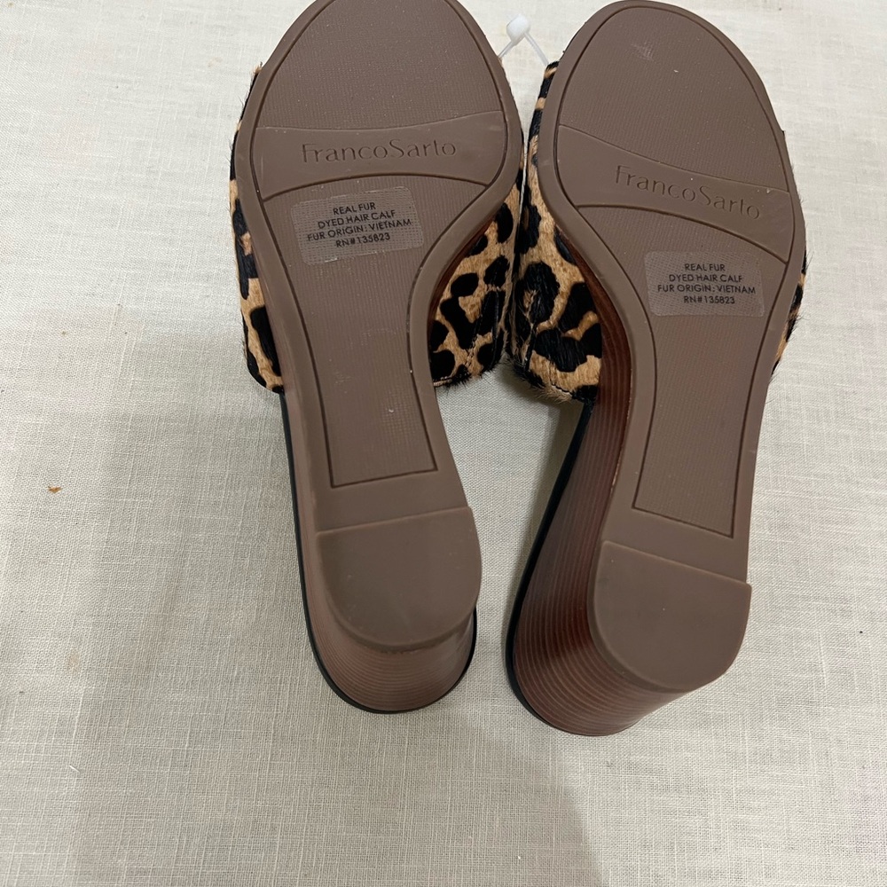 Franco Sarto Brown Black Wedge Sandals - Picture 6 of 6